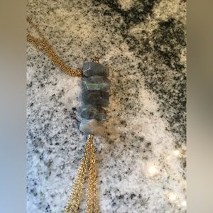 Bourbon and Boweties Necklace Gold Gray Stone